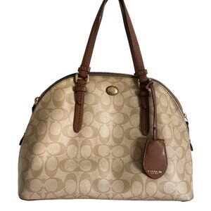 Coach Peyton Signature Purse Domed Tan Satchel Hand Bag